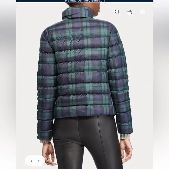 Polo Ralph Lauren- Reversible Blackwatch Plaid Puffer Jacket, Black, Size L, EUC - Picture 3 of 15
